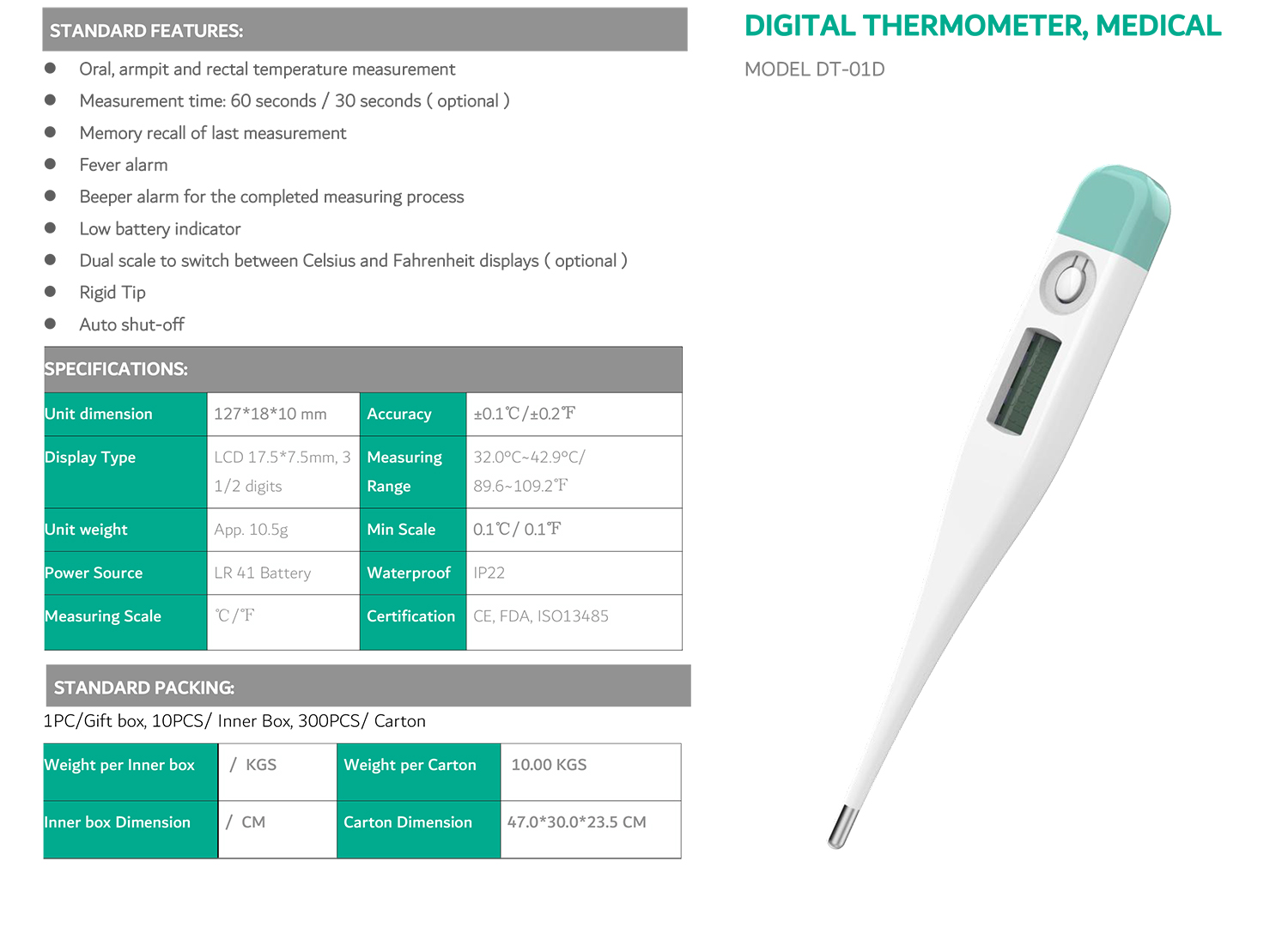 Custom Flexible Medical Digital Armpit Thermomete Contact Body Baby Adult