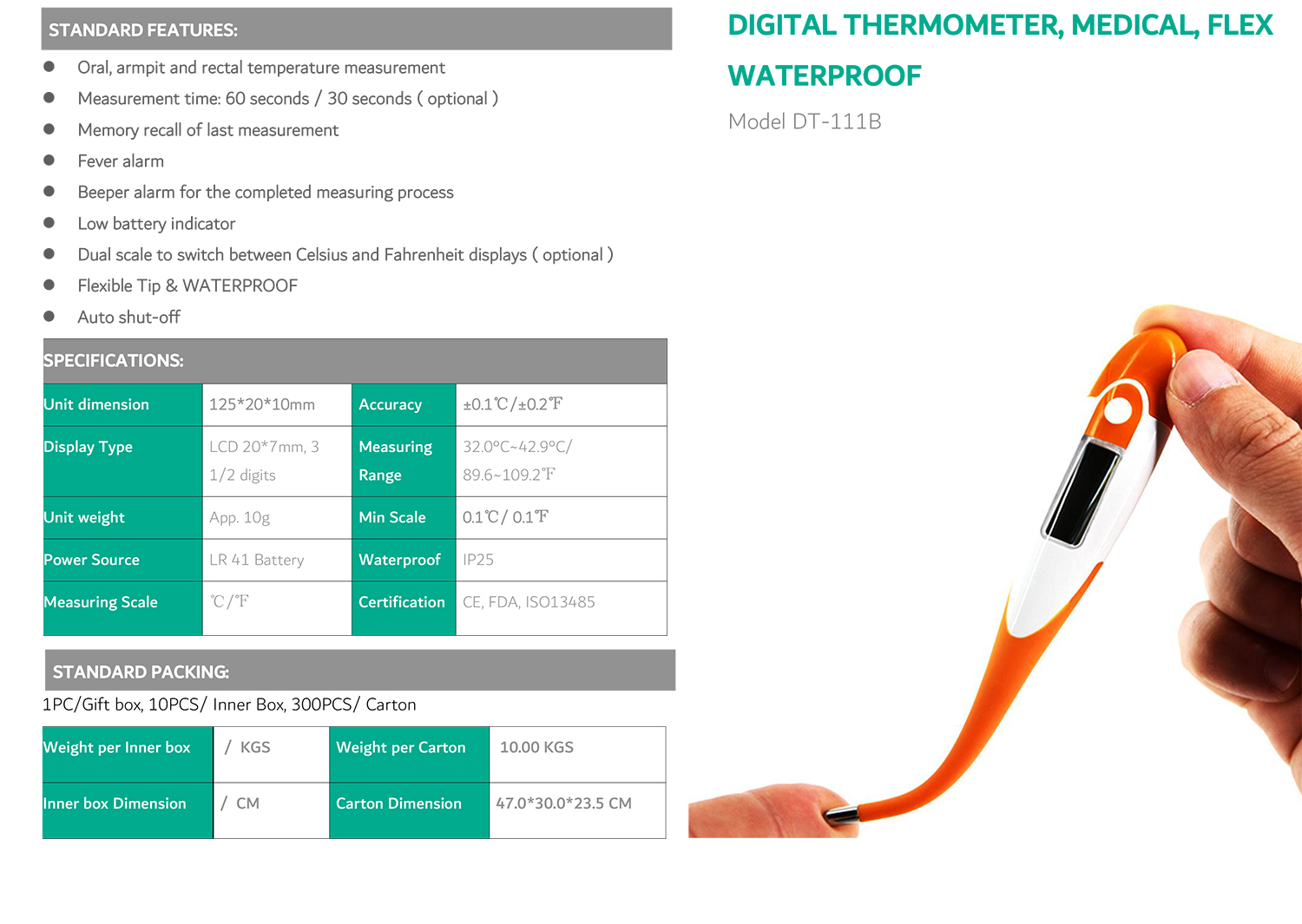 Custom Flexible Medical Digital Armpit Thermomete Contact Body Baby Adult