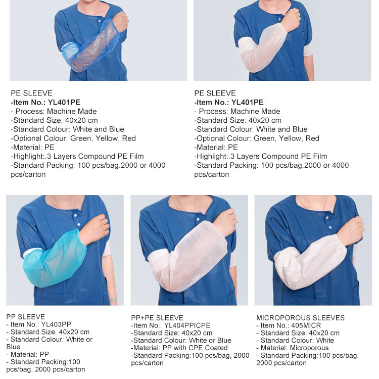 Disposable Transparent Pe Cpe Plastic Oversleeve Cover Disposable Arm Sleeve Cover For medical hospital